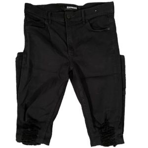 Express distressed black skinny jeans 6